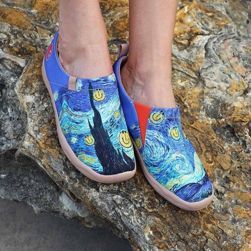 UIN Women's Slip Ons Lightweight Walking Casual Loafers Shoes (Smiley Night) - Picture 7 of 9